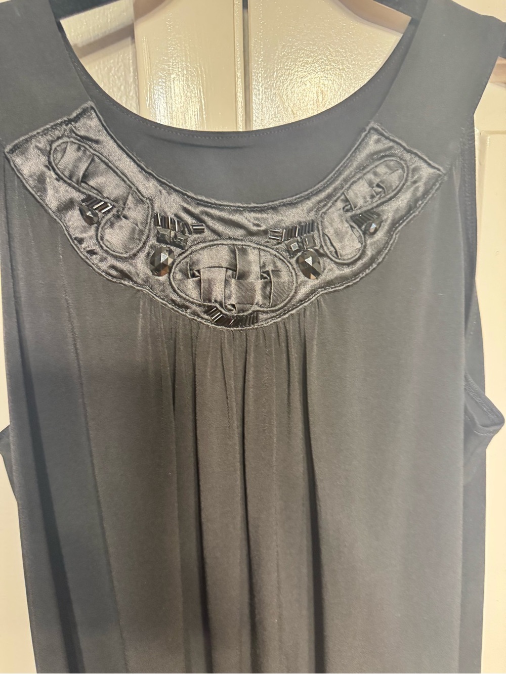 East 5th Black Sleeveless Beaded Neckline Tank